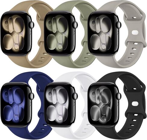 THWALK 6 Pack Sport Bands Compatible with Apple Watch Band Ultra 3/2/1 49mm, Series 11/10 46/42mm, 9/8/7 45/41mm, SE/6/5/4 44/40mm, 3/2/1 42/38mm for Women Men in Kuwait