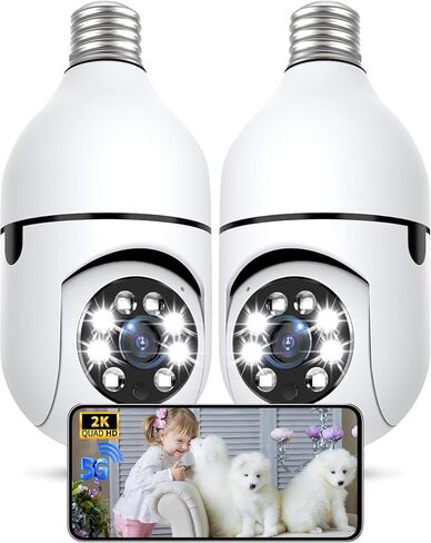 Light Bulb Camera Outdoor, 5GHz & 2.4GHz WiFi 2K Wireless Security Camera with 360° PTZ, AI Human Detection, Motion Tracking, Color Night Vision, 2-Way Talk, Screw-In Light Socket Camera 4Pack in Saudi Arabia