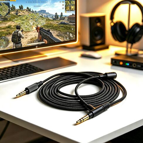 Boom Gaming Microphone Cable,Over-Ear Headphones Voice Call Recording Cable,Aluminum Alloy Mic,High Purity Oxygen Free Copper Earphone Cord Custom-Designed for Gaming Live Streaming Studio 3.5mm 6.5ft in Saudi Arabia