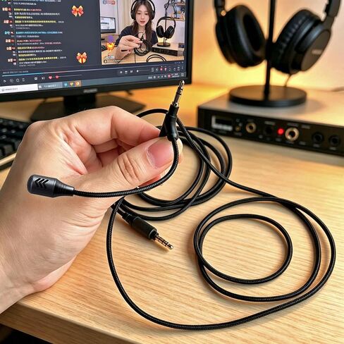 Boom Gaming Microphone Cable,Over-Ear Headphones Voice Call Recording Cable,Aluminum Alloy Mic,High Purity Oxygen Free Copper Earphone Cord Custom-Designed for Gaming Live Streaming Studio 3.5mm 6.5ft in Saudi Arabia