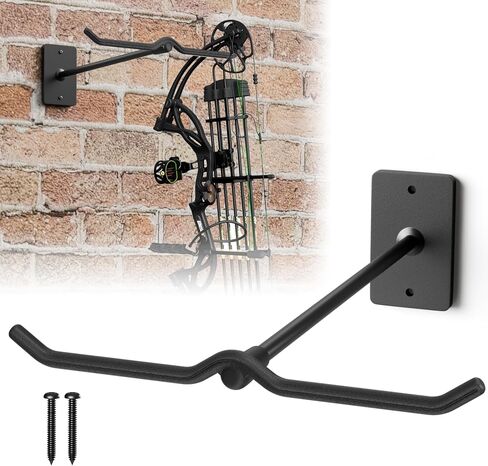 Bow Wall Hanger for Compound/Recurve Bows - Heavy Duty Steel Compound Bow Rack Wall Mount, 22LBS Capacity Recurve Bow Rack for Wall with Composite Padding, 2 Bow Vertical Storage Archery Bow Holder in Saudi Arabia