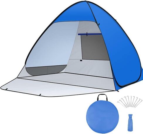 Beach Tent Sun Shelter with UPF 50＋ UV Protection, Lightweight & Easy Setup Beach Shade Canopy, Portable Beach Shade Tent Beach Cabana, Lightweight with Carry Bag (Blue, 3 Person) in Saudi Arabia