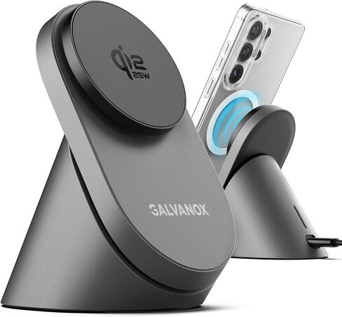 Qi2.2 Certified Magnetic Charging Stand for Samsung [25W] Compatible with MagSafe, Super-Fast Wireless Desktop Phone Charger for S26 Ultra S25 Plus Adapter Included [Active-Cooling Technology] in Saudi Arabia
