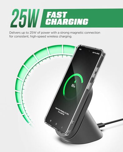 Qi2.2 Certified Magnetic Charging Stand for Samsung [25W] Compatible with MagSafe, Super-Fast Wireless Desktop Phone Charger for S26 Ultra S25 Plus Adapter Included [Active-Cooling Technology] in Saudi Arabia