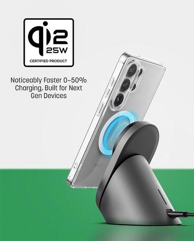 Qi2.2 Certified Magnetic Charging Stand for Samsung [25W] Compatible with MagSafe, Super-Fast Wireless Desktop Phone Charger for S26 Ultra S25 Plus Adapter Included [Active-Cooling Technology] in Saudi Arabia