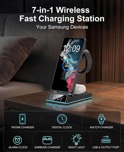 Wireless Charger for Samsung,7 in 1 Wireless Charging Station Charger Stand in Saudi Arabia