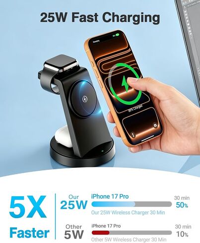 25W MagSafe Charging Station, 3-in-1 Magnetic Wireless Charger for Apple in Saudi Arabia