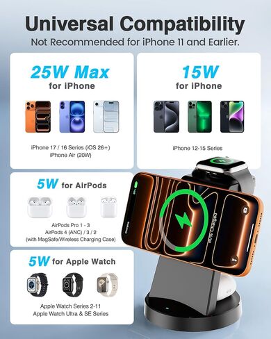 25W MagSafe Charging Station, 3-in-1 Magnetic Wireless Charger for Apple in Saudi Arabia