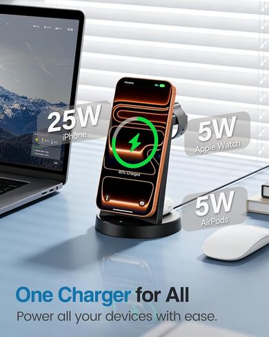 25W MagSafe Charging Station, 3-in-1 Magnetic Wireless Charger for Apple in Saudi Arabia