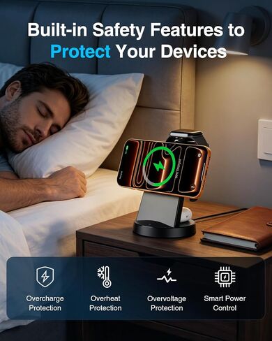25W MagSafe Charging Station, 3-in-1 Magnetic Wireless Charger for Apple in Saudi Arabia
