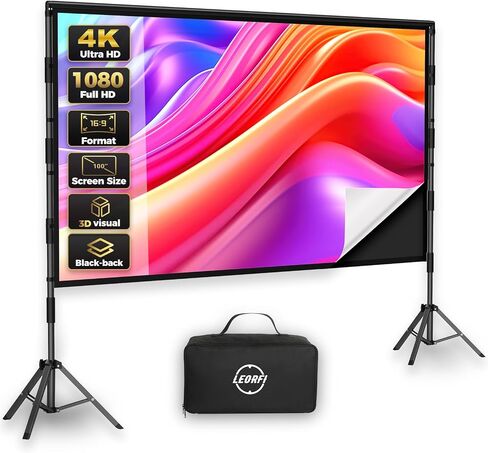 120 Inch Outdoor Projector Screen with Stand, Black Backing Screen in Saudi Arabia