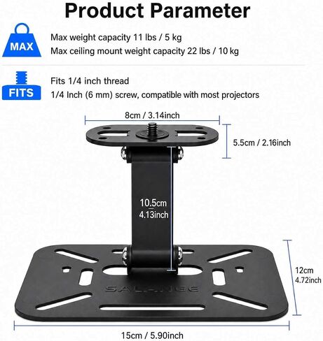 Salange Mini Projector Stand Table, Desktop Foldable Stand, Projector Ceiling Mount, Easy Setup with 180-Degree Adjustment, Compatible with Most Projectors for Home,Outdoor,Office（ 2026 Upgrade in Saudi Arabia