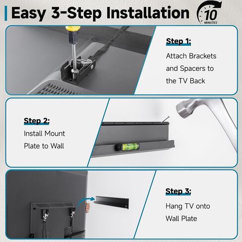 Aquzee No Stud TV Wall Mount for 32-70 TVs, No Drill TV Mount up to 130 lbs in Saudi Arabia