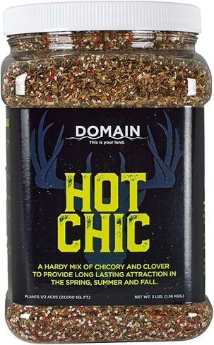 Domain Outdoor Hot Chic Food Plot Seeds for Deer, Chicory - 2 Varieties of Clover, Great to Plant in Spring or Fall, Hardy Mixture of PH Tolerant Perennials, Can Last Several Years, 1/2 Acre in Saudi Arabia