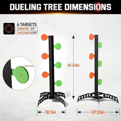AR500 Dueling Tree Target Kit, 6-Piece 3/8" Thickness Steel Paddles, Heavy Duty Shooting Target with Reactive Swing Action, Easy Assembly & Stable Base, Weather Resistant for Outdoor Range in Kuwait