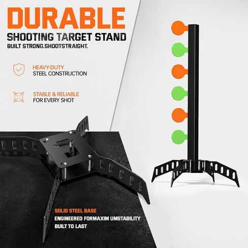 AR500 Dueling Tree Target Kit, 6-Piece 3/8" Thickness Steel Paddles, Heavy Duty Shooting Target with Reactive Swing Action, Easy Assembly & Stable Base, Weather Resistant for Outdoor Range in Kuwait