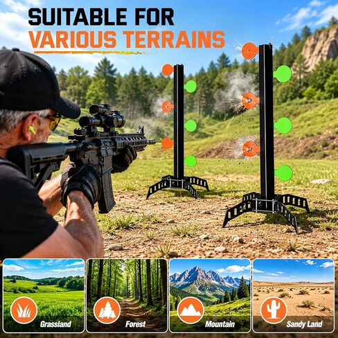 AR500 Dueling Tree Target Kit, 6-Piece 3/8" Thickness Steel Paddles, Heavy Duty Shooting Target with Reactive Swing Action, Easy Assembly & Stable Base, Weather Resistant for Outdoor Range in Kuwait