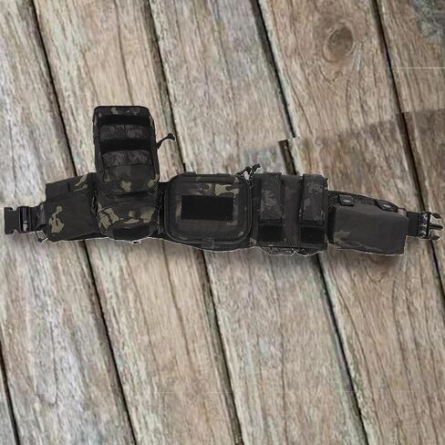 YAKEDA Tactical Battle Belt 5 in 1 Molle Hunting Fishing Game Belt with Pouches(Black CP) in Saudi Arabia