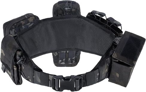 YAKEDA Tactical Battle Belt 5 in 1 Molle Hunting Fishing Game Belt with Pouches(Black CP) in Saudi Arabia