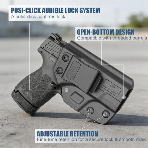 M&P Shield Plus 9mm Holster - Fit S&W M&P Shield Plus، M&P Shield M2.0، M&P Shield (الأصلي / 1.0)، Adj. الاحتفاظ، IWB/OWB متاح، اليد اليمنى in Kuwait