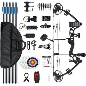 Compound Bow and Arrow Set for Adults 30-65LBS Draw Weight, Ready to Hunt, Archery Hunting Bows 19.5"-30.5" Draw Length, Limbs Made in US in Saudi Arabia
