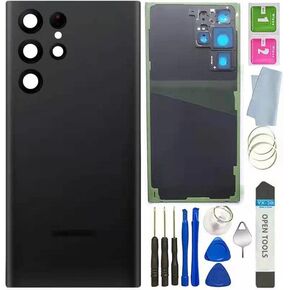 Galaxy S22 Ultra Back Glass Cover Replacement Waterproof Housing Door with Camera Glass Lens and Tape Parts for Galaxy S22 Ultra S908 +Tools (Phantom Black) in Saudi Arabia