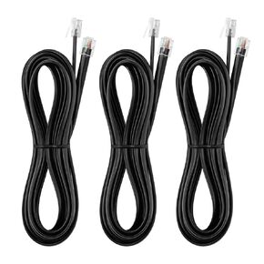 Vthahaby 20 FT - 3Pack RJ12 كابل الهاتف 6P6C، أسود، ذكر إلى ذكر سلكي مستقيم لكل من البيانات ونقل الإشارة الصوتية لسلك الهاتف والفاكس ومودم DSL والطابعة والراديو in Kuwait