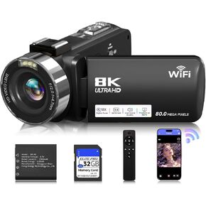 8K Video Camera Camcorder, 80MP AutoFocus WiFi Vlogging Camera for YouTube in Saudi Arabia