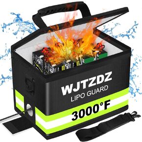 Upgraded Lipo Battery Fireproof Box(15.6x12.4x10.2inch),10 Layers of Heat Insulated Materials with Waterproof Zipper/Reflective Strip,Comfortable Handle/Portable Shoulder Strap in Saudi Arabia