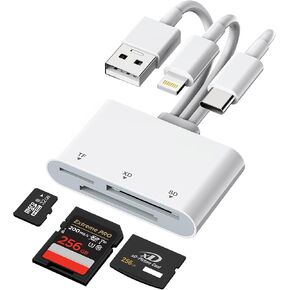 SD Card Reader for iPhone with Lightning/USB-C/USB-A, 3-in-1 SD/TF/XD Card Reader, 480Mbps iPhone Memory Card Reader for iPhone 17/16/15/14/13, i-Phone Flash Drive for Photos and Videos in Kuwait