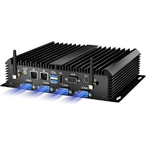 Industrial Mini PC, Desktop Fanless Computer Core i7-5500U 2.4-3.0GHz, Windows 10 Pro, 16G RAM, 512G SSD, Dual LAN, 6xCOM RS232, 4xUSB 3.0, HDMI/VGA Ports, Auto Power On, Full Metal Case in Kuwait