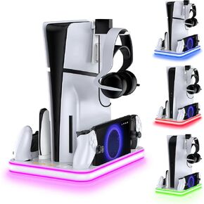 شاحن بوابة PlayStation وحامل PS5 ومحطة تبريد مع ملحقات قاعدة شحن وحدة تحكم RGB LED ووحدة تحكم PS5 Edge وشاحن بوابة PS وسماعات الرأس وحوامل جهاز التحكم عن بعد in Kuwait