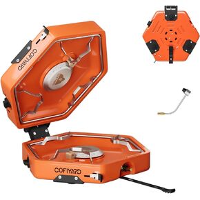 Cofiyard Propane 2-Burner Camping Stove with Carrying Bag and Gas Stove Pressure Regulator, Camping Essentials Folding Camp Stove with Flick-Style Ignition for Backpacking, Outdoor Cooking, Tailgating in Kuwait