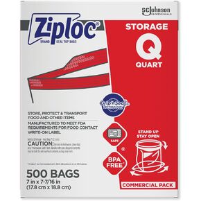 SC Johnson Professional, Ziploc Storage Bags, For Food Organization and Storage, Double Zipper Seal, Easy-Open Tabs Quart, 500 Count in Saudi Arabia