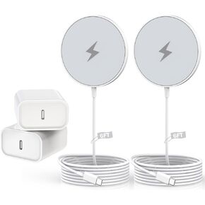 Magnetic Charger for iPhone 17,Mag-Safe Fast Wireless Charging 2Pack 15W 6Foot Magnetic Apple Charger Pad with 2Pack USB C PD Fast Charging Block for iPhone 17/17 Pro/16 ProMax/Plus/15,AirPods 3/Pro 2 in Saudi Arabia