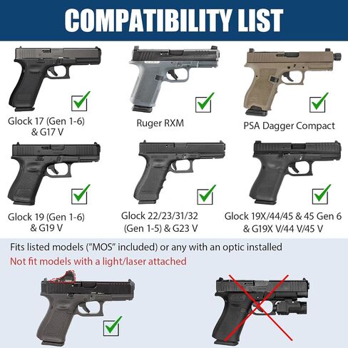 OWB Holster for Glock 17/19/ 19X/ 22/23/ 31/32 (Gen 1-6), Ruger RXM, PSA Dagger Compact, Glock 44/45 - Fits MOS/Red Dot, Level II Index Finger Release, Adj. Retention, Right Hand in Saudi Arabia
