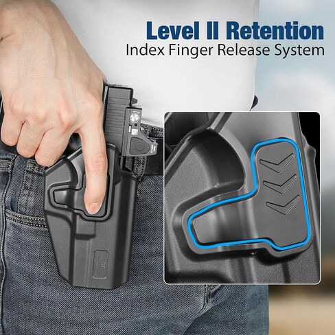 OWB Holster for Glock 17/19/ 19X/ 22/23/ 31/32 (Gen 1-6), Ruger RXM, PSA Dagger Compact, Glock 44/45 - Fits MOS/Red Dot, Level II Index Finger Release, Adj. Retention, Right Hand in Saudi Arabia