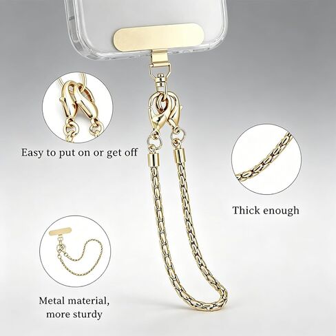 Detachable Metal Phone Wrist Strap with Tether Tab, Women’s Phone Chain Wristlet, Fits All Smartphones for Shopping and Traveling in Kuwait