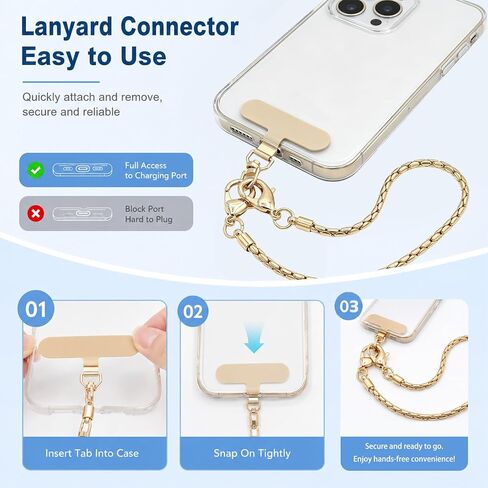Detachable Metal Phone Wrist Strap with Tether Tab, Women’s Phone Chain Wristlet, Fits All Smartphones for Shopping and Traveling in Kuwait