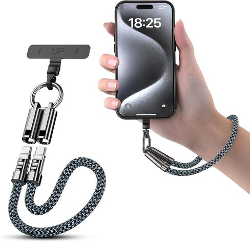 TOP-UP Hand Wrist Lanyard 1ft (30cm) – Universal Cell Phone Strap with Built-in 240W USB C Charging Cable & Data Transfer in Kuwait