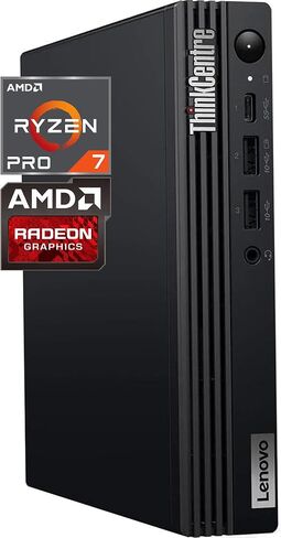 Lenovo ThinkCentre Tiny M75q Gen 5 AMD Ryzen 7 Pro 8700GE, 16GB DDR5, 256GB SSD PCIe, WiFi 6, RJ-45, DisplayPort, HDMI, Wired KB & Mouse, Win 11 Pro, AI Business Desktop, 3 Yr Wty - Black in Kuwait
