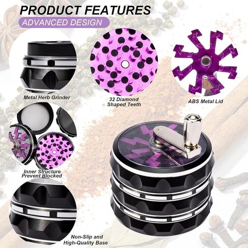 2.5 Inch Spice Grinder for Kitchen, Stainless Steel Manual Grinder with Sharp Teeth, Magnetic Lid, Handle for Pepper, Salt and Seasonings in Saudi Arabia