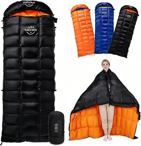 -10°F 0°F 10°F 15°F Down Sleeping Bag for Adults,800/650 Fill Power,Ultralight Wearable 4 Season Cold Weather Rectangle Sleeping Bag for Camping Hiking,Can be Used as a Down Blanket or Cloak in Kuwait