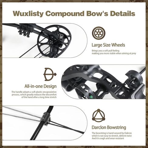 Compound Bow and Arrow Set for Adults 30-65LBS Draw Weight, Ready to Hunt, Archery Hunting Bows 19.5"-30.5" Draw Length, Limbs Made in US in Saudi Arabia