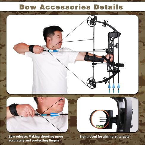 Compound Bow and Arrow Set for Adults 30-65LBS Draw Weight, Ready to Hunt, Archery Hunting Bows 19.5"-30.5" Draw Length, Limbs Made in US in Saudi Arabia