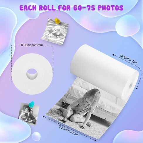 Kids Instant Print Camera Paper, 6 Rolls Thermal Printing Refill Paper Set in Kuwait