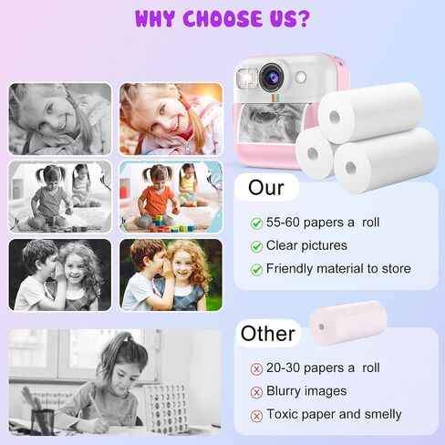 Kids Instant Print Camera Paper, 6 Rolls Thermal Printing Refill Paper Set in Kuwait