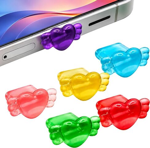 PortPops USB-C Dust Plugs for iPhone 17, Charm Stays Put, Wireless Charging Friendly, Blocks Dust and Lint, 6 Colors with Cleaning Brush, for USB C Phones Kindles Tablets in Kuwait