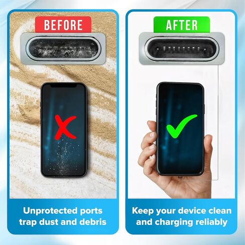 PortPlugs Dust Plug Bundle Set – 20 Anti-Dust Plugs with 2 Cleaning Brushes – Compatible with iPhone Lightning, USB-C, Android Devices – Black in Saudi Arabia