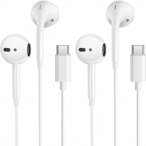 Rosmas USB C Headphones for iPhone 15/16/17, Wired Earbuds with Microphone & Volume Control, Type C Earphones with Built-in DAC, Semi-in-Ear USB-C Ear Buds for iPad, Samsung Galaxy, Pixel, MacBook in Kuwait